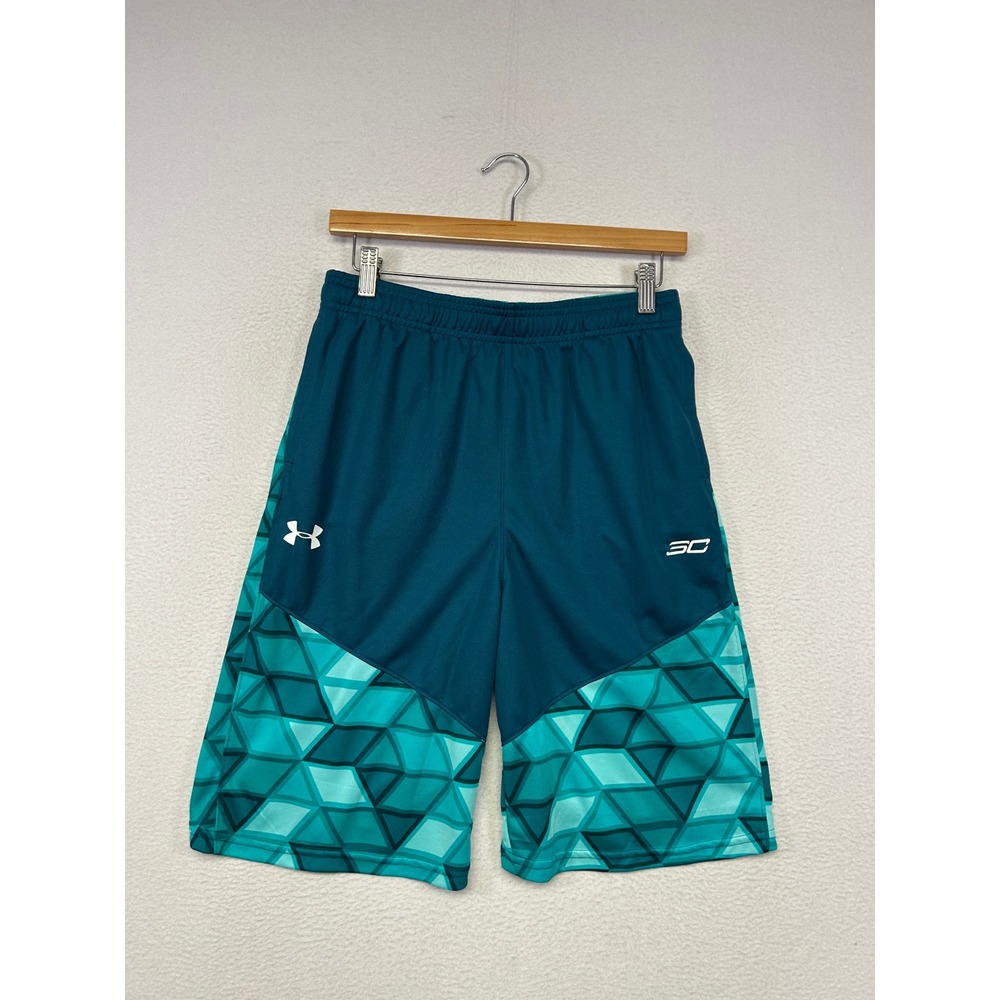 Under Armour Boys YXL Teal SC30 Stephen Curry Geometric Basketball Shorts